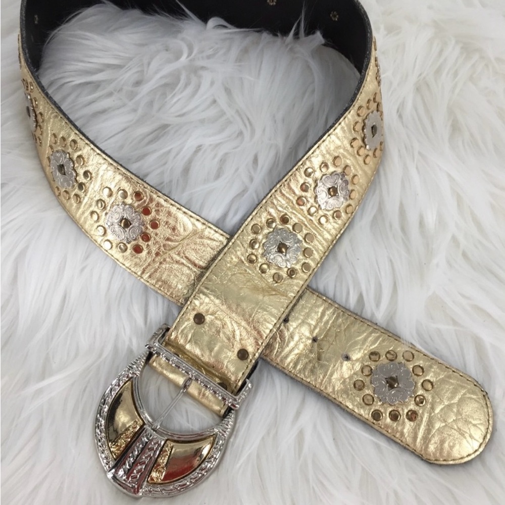 Billy Belts Metallic Gold Western Blinged Out Belt